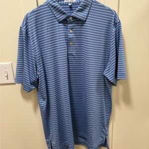 Peter Millar Sky Blue and White Striped Polo